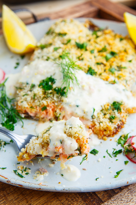 Parmesan and Herb Crusted Salmon with Lemon Cream Sauce Parmesan and Herb Crusted Salmon with Lemon Cream Sauce