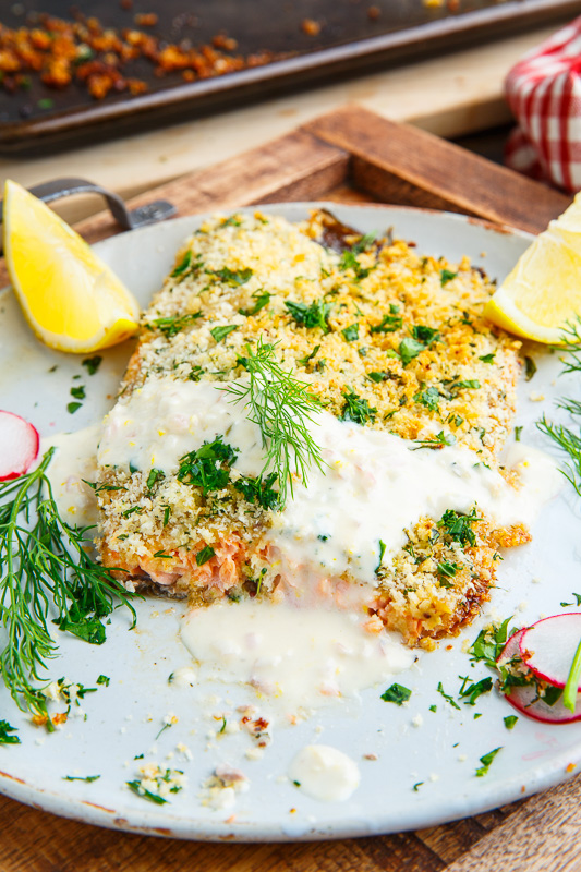 Parmesan and Herb Crusted Salmon with Lemon Cream Sauce Parmesan and Herb Crusted Salmon with Lemon Cream Sauce