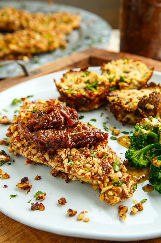 Pecan Crusted Turkey Cutlets with Bacon-Maple Onion Marmalade Pecan Crusted Turkey Cutlets with Bacon-Maple Onion Marmalade
