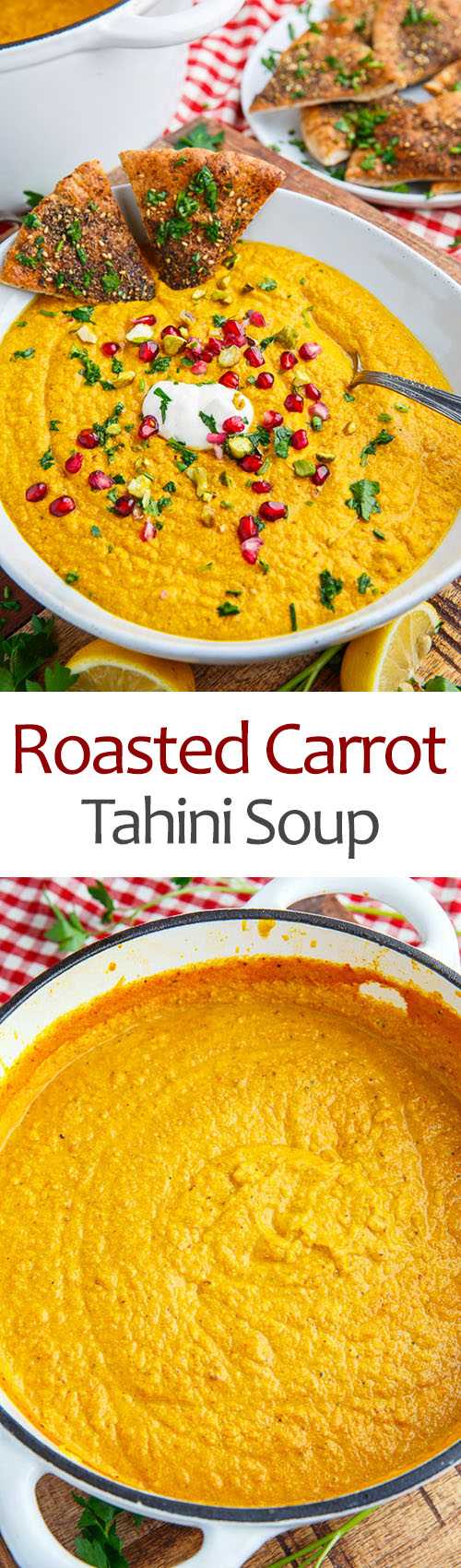 Roasted Carrot and Tahini Soup with Pomegranate and Pistachios Roasted Carrot and Tahini Soup with Pomegranate and Pistachios