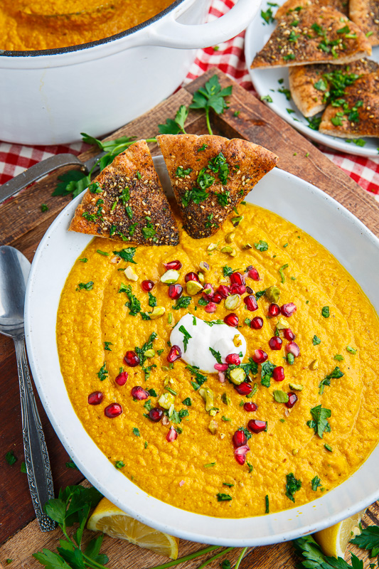 Roasted Carrot and Tahini Soup with Pomegranate and Pistachios Roasted Carrot and Tahini Soup with Pomegranate and Pistachios