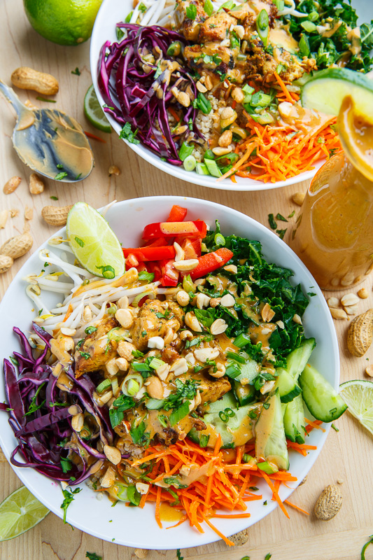 Thai Peanut Chicken Buddha Bowls Thai Peanut Chicken Buddha Bowls