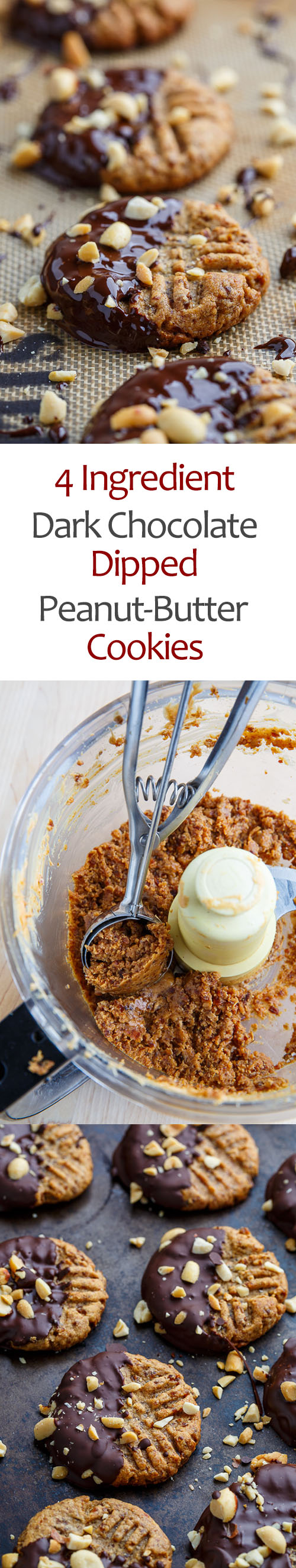 4 Ingredient Dark Chocolate Dipped Peanut Butter Cookies 4 Ingredient Dark Chocolate Dipped Peanut Butter Cookies