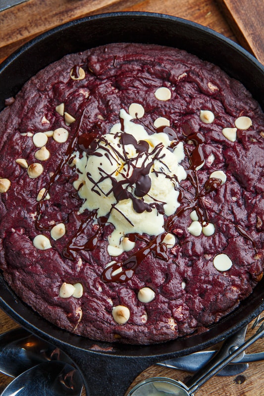 Red Velvet White Chocolate Chip Skillet Cookie Red Velvet White Chocolate Chip Skillet Cookie
