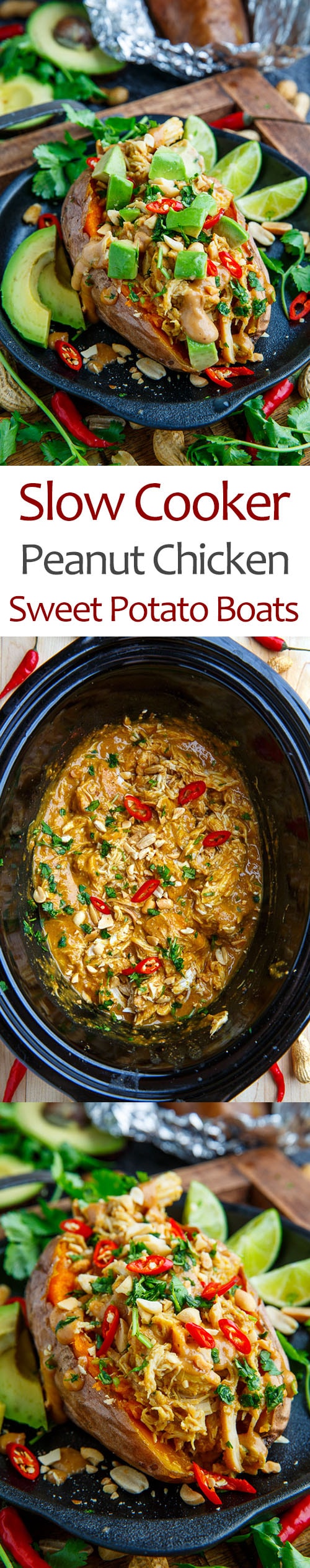 Slow Cooker Peanut Chicken Sweet Potato Boats Slow Cooker Peanut Chicken Sweet Potato Boats