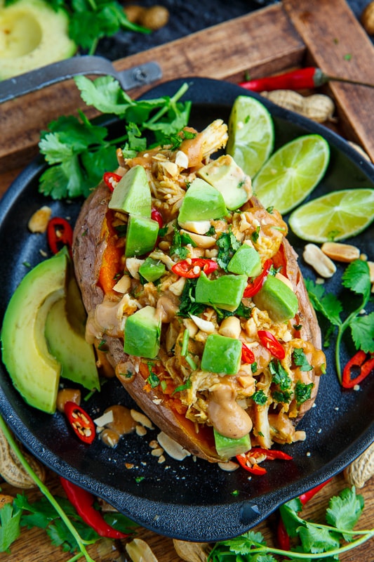 Slow Cooker Peanut Chicken Sweet Potato Boats Slow Cooker Peanut Chicken Sweet Potato Boats