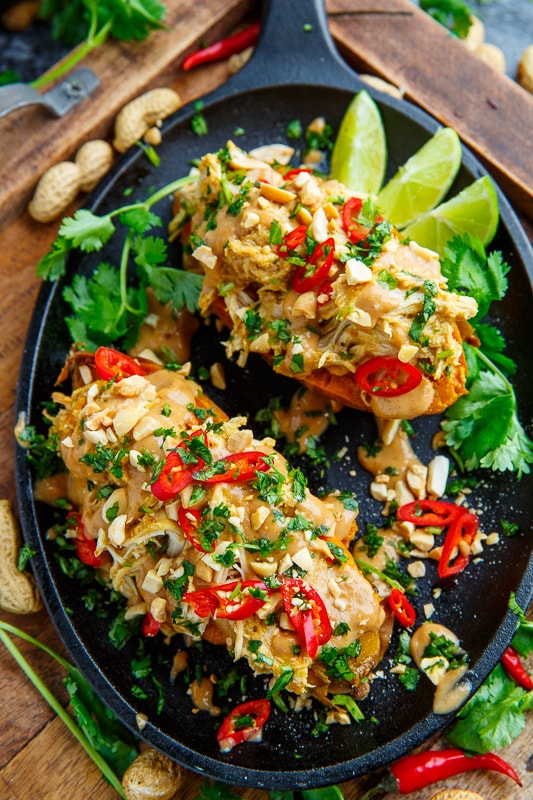 Slow Cooker Peanut Chicken Sweet Potato Boats Slow Cooker Peanut Chicken Sweet Potato Boats