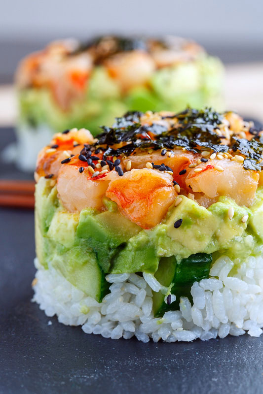 Spicy Shrimp Sushi Stacks Spicy Shrimp Sushi Stacks
