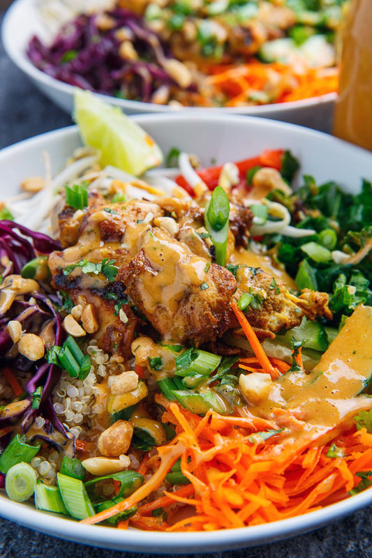 Thai Peanut Chicken Buddha Bowls Thai Peanut Chicken Buddha Bowls