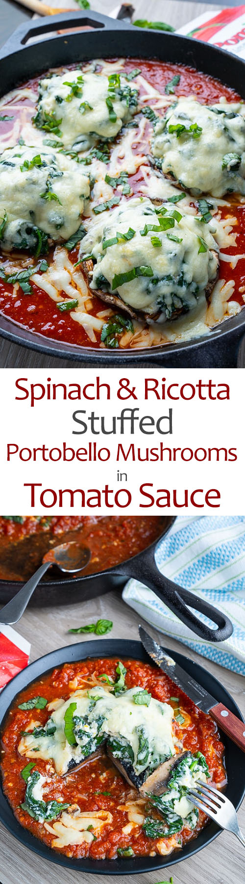 Spinach and Ricotta Stuffed Portobello Mushrooms in Tomato Sauce Spinach and Ricotta Stuffed Portobello Mushrooms in Tomato Sauce