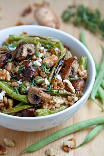 Roasted Mushroom and Green Bean Farro Salad Roasted Mushroom and Green Bean Farro Salad