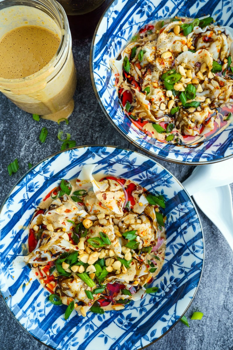 Cold Shanghai Wontons in Peanut Sauce and Chili Oil Cold Shanghai Wontons in Peanut Sauce and Chili Oil