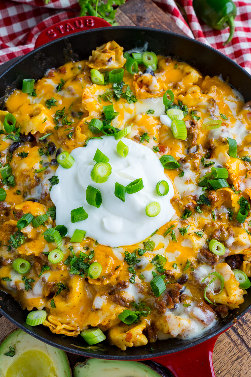 Cheesy Beef Enchilada Tortellini Skillet Cheesy Beef Enchilada Tortellini Skillet