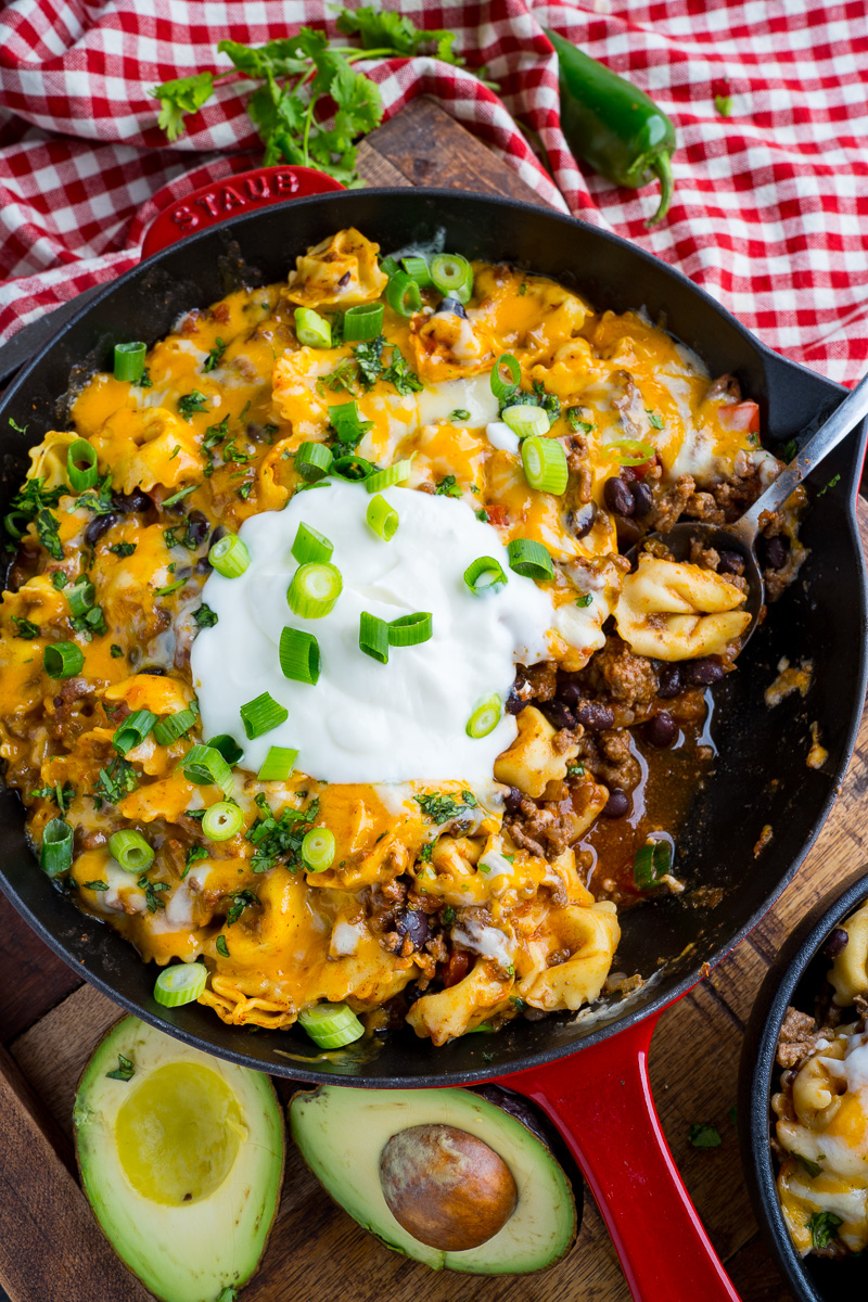 Cheesy Beef Enchilada Tortellini Skillet Cheesy Beef Enchilada Tortellini Skillet