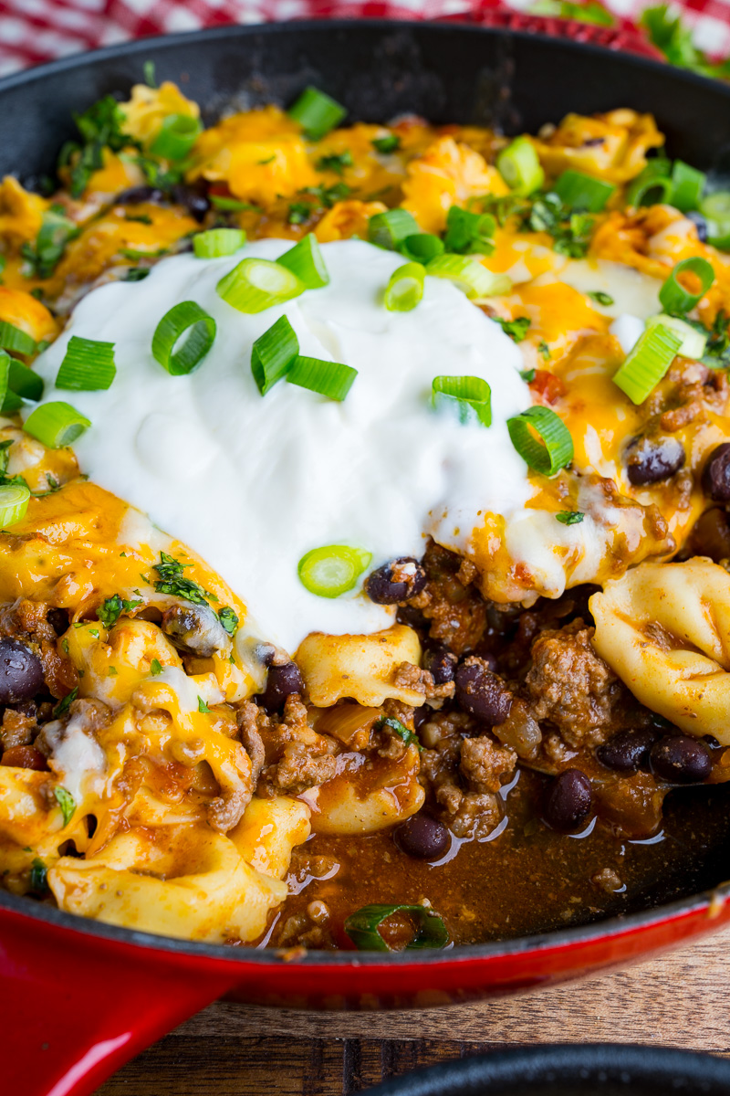 Cheesy Beef Enchilada Tortellini Skillet Cheesy Beef Enchilada Tortellini Skillet