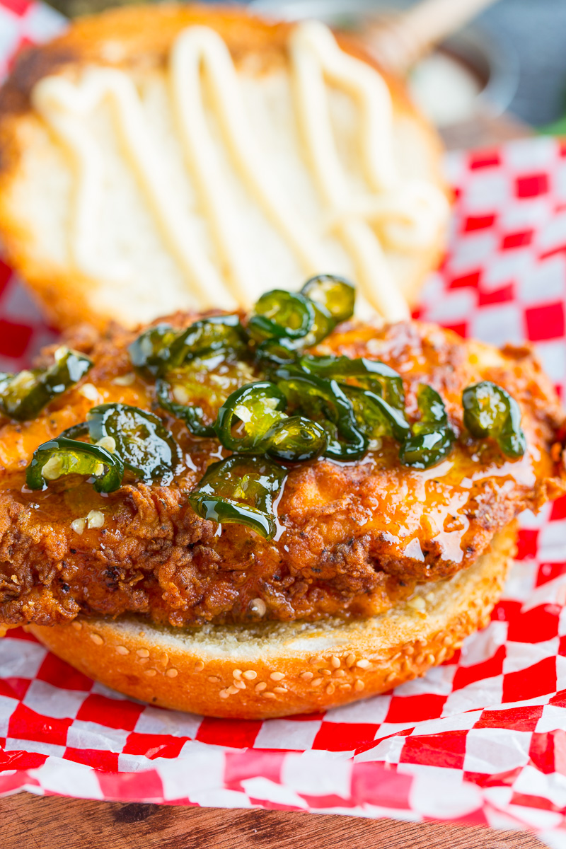 Jalapeno Honey Drenched Crispy Fried Chicken Sandwich Jalapeno Honey Drenched Crispy Fried Chicken Sandwich