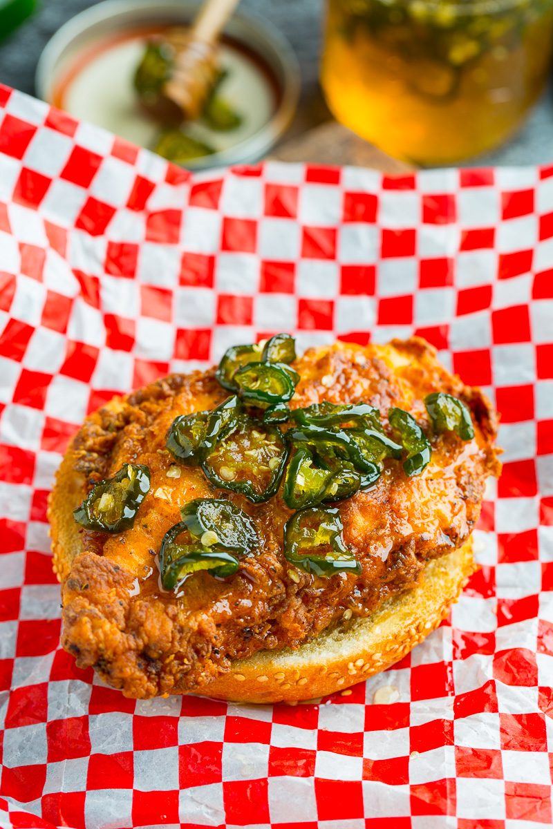Jalapeno Honey Drenched Crispy Fried Chicken Sandwich Jalapeno Honey Drenched Crispy Fried Chicken Sandwich