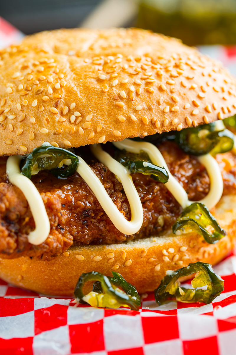 Jalapeno Honey Drenched Crispy Fried Chicken Sandwich