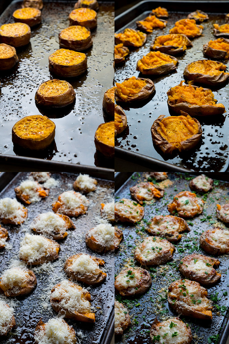 Parmesan Garlic Miso Butter Smashed Sweet Potatoes Parmesan Garlic Miso Butter Smashed Sweet Potatoes