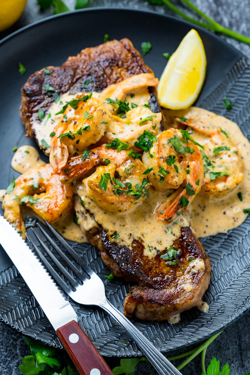 Steak in Creamy Cajun Shrimp Sauce (Surf and Turf) Steak in Creamy Cajun Shrimp Sauce (Surf and Turf)