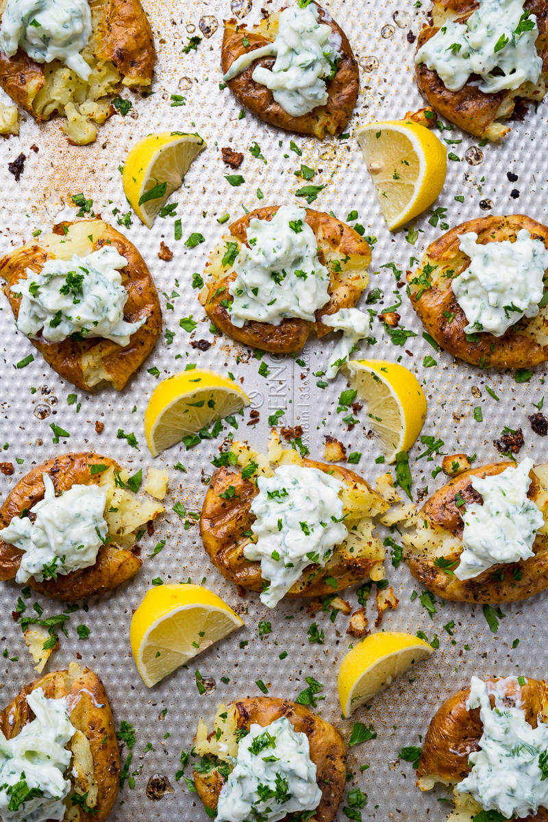 Crispy Greek Lemon Smashed Potatoes Crispy Greek Lemon Smashed Potatoes