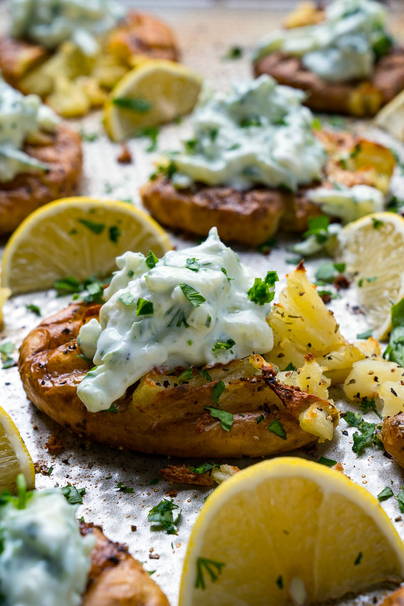 Crispy Greek Lemon Smashed Potatoes Crispy Greek Lemon Smashed Potatoes