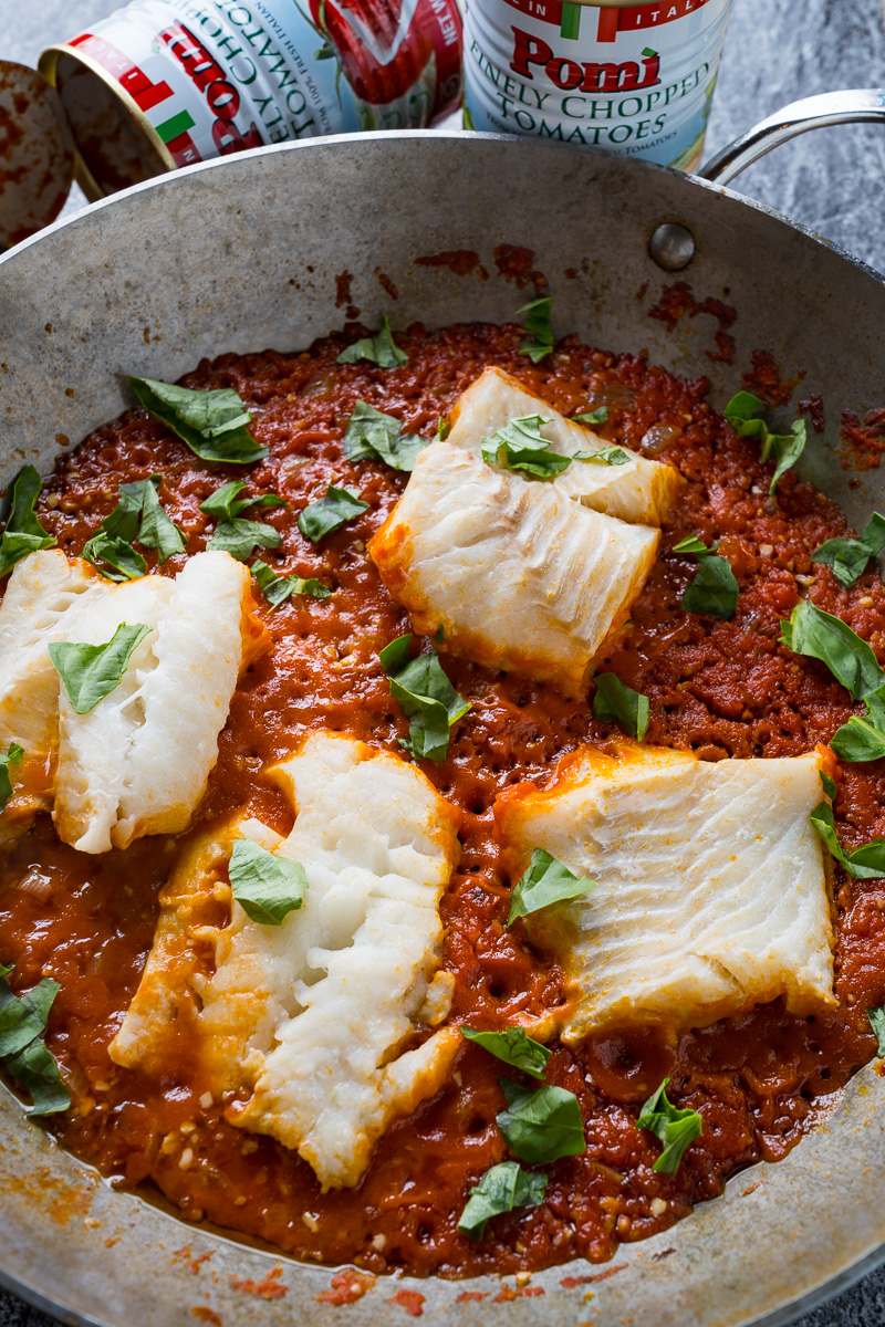 Cod Poached in Arrabbiata Sauce Cod Poached in Arrabbiata Sauce