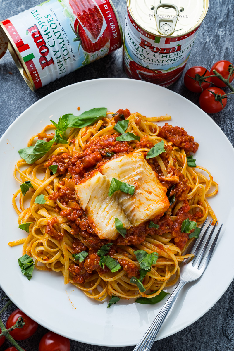Cod Poached in Arrabbiata Sauce Cod Poached in Arrabbiata Sauce