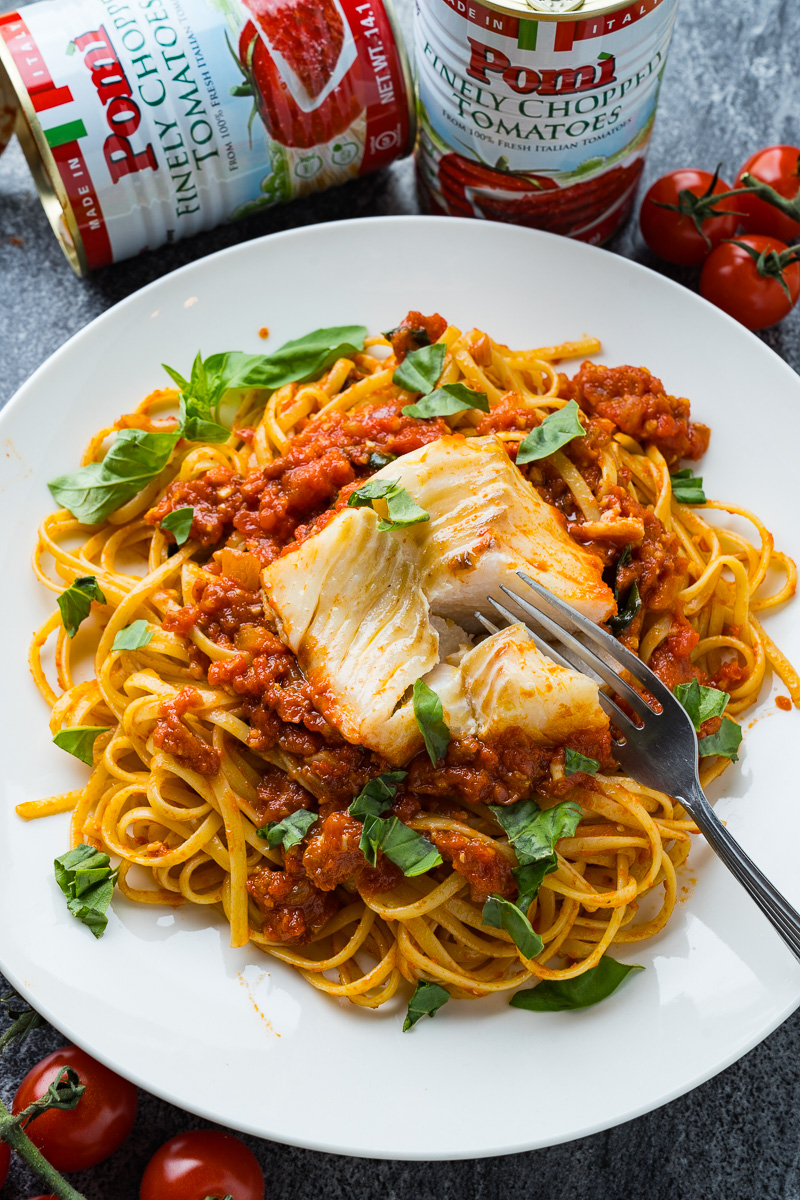 Cod Poached in Arrabbiata Sauce Cod Poached in Arrabbiata Sauce