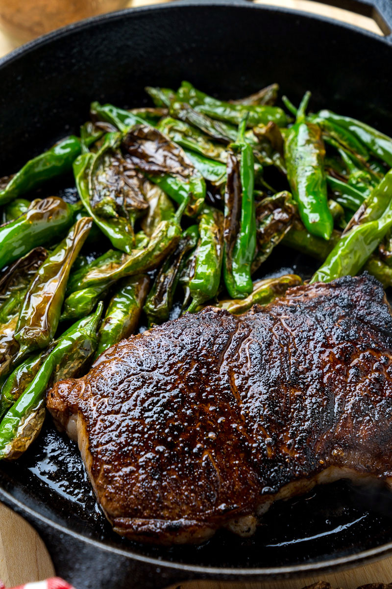 Cocoa Crusted Steak with Shishito Peppers Cocoa Crusted Steak with Shishito Peppers