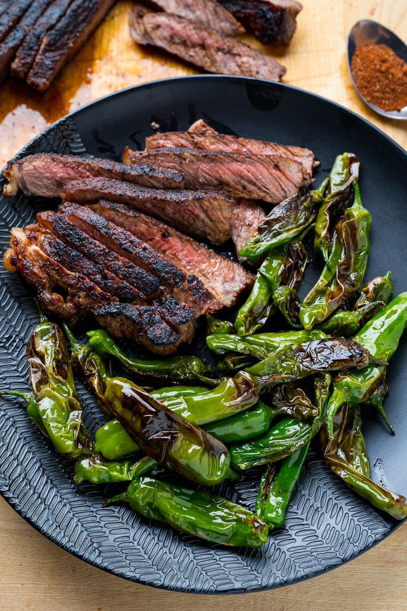 Cocoa Crusted Steak with Shishito Peppers Cocoa Crusted Steak with Shishito Peppers