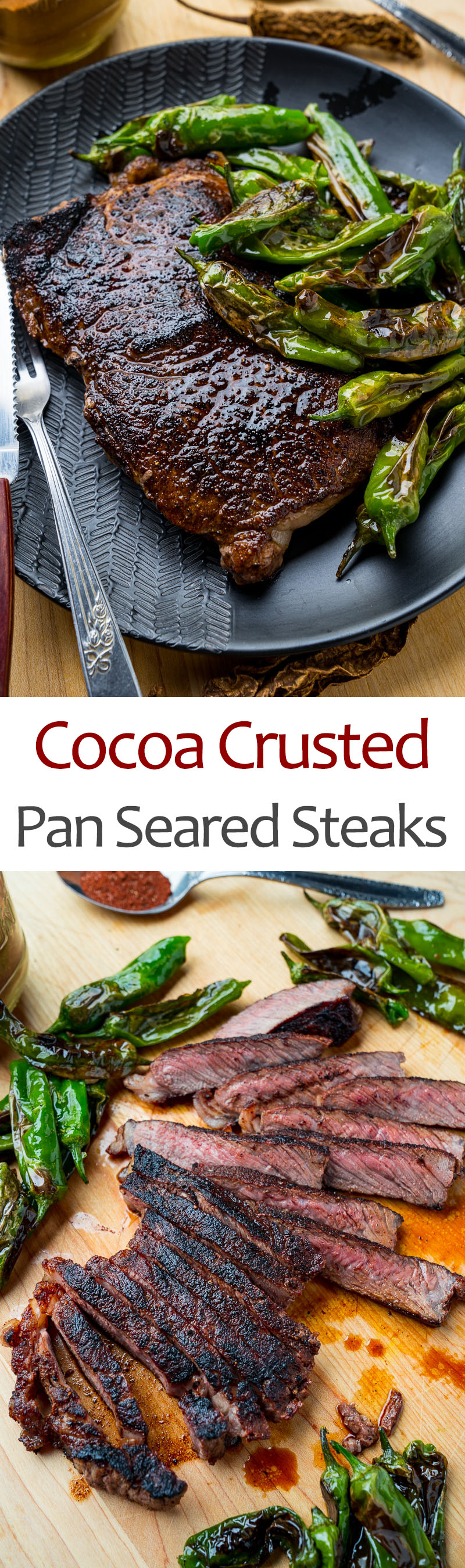 Cocoa Crusted Steak with Shishito Peppers Cocoa Crusted Steak with Shishito Peppers