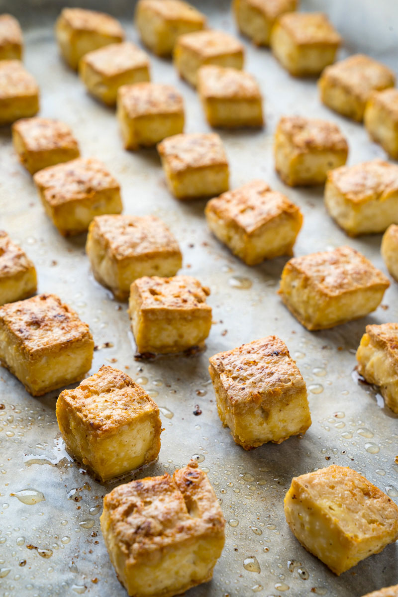 Crispy Baked Firecracker Tofu on Coconut Cauliflower Rice Crispy Baked Firecracker Tofu on Coconut Cauliflower Rice