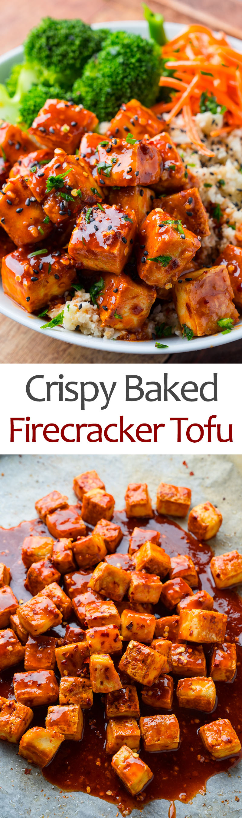 Crispy Baked Firecracker Tofu on Coconut Cauliflower Rice Crispy Baked Firecracker Tofu on Coconut Cauliflower Rice