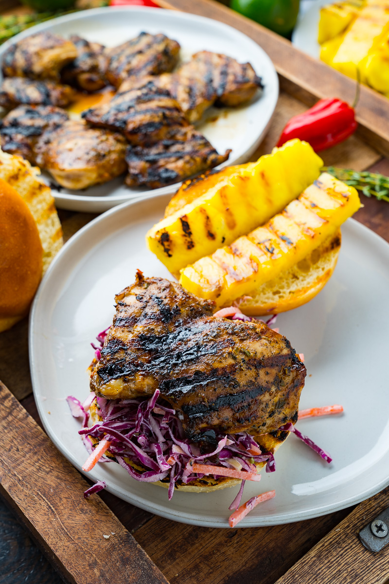 Jerk Chicken and Pineapple Sandwiches with Coconut Slaw Jerk Chicken and Pineapple Sandwiches with Coconut Slaw