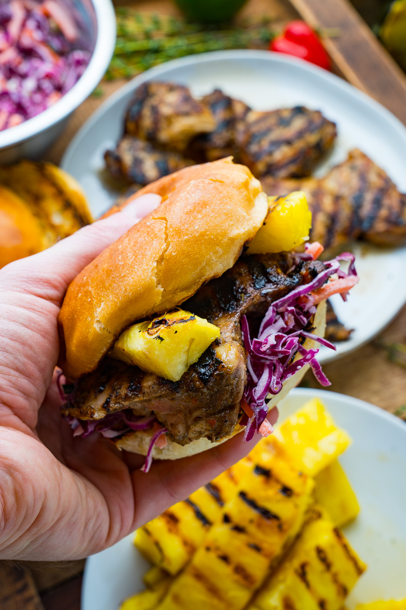 Jerk Chicken and Pineapple Sandwiches with Coconut Slaw Jerk Chicken and Pineapple Sandwiches with Coconut Slaw