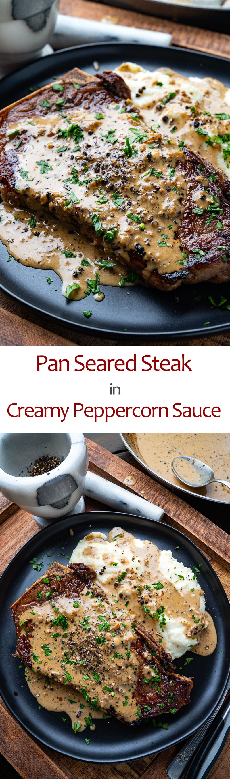 Pan Seared Steak in Creamy Peppercorn Sauce Pan Seared Steak in Creamy Peppercorn Sauce