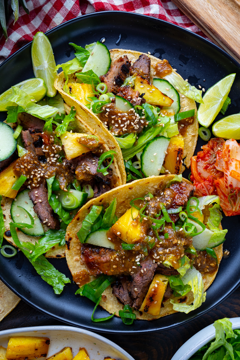 Korean Grilled Steak Tacos with Pineapple Gochujang Salsa Korean Grilled Steak Tacos with Pineapple Gochujang Salsa
