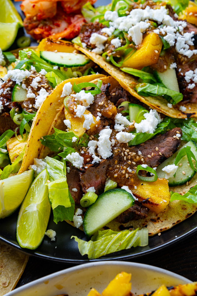 Korean Grilled Steak Tacos with Pineapple Gochujang Salsa Korean Grilled Steak Tacos with Pineapple Gochujang Salsa