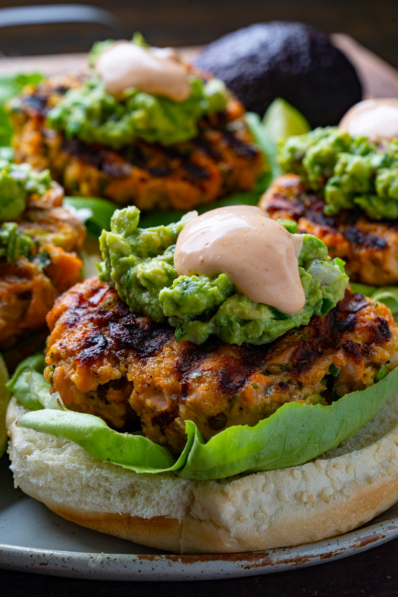 Chipotle Salmon Burgers with Guacamole Chipotle Salmon Burgers with Guacamole