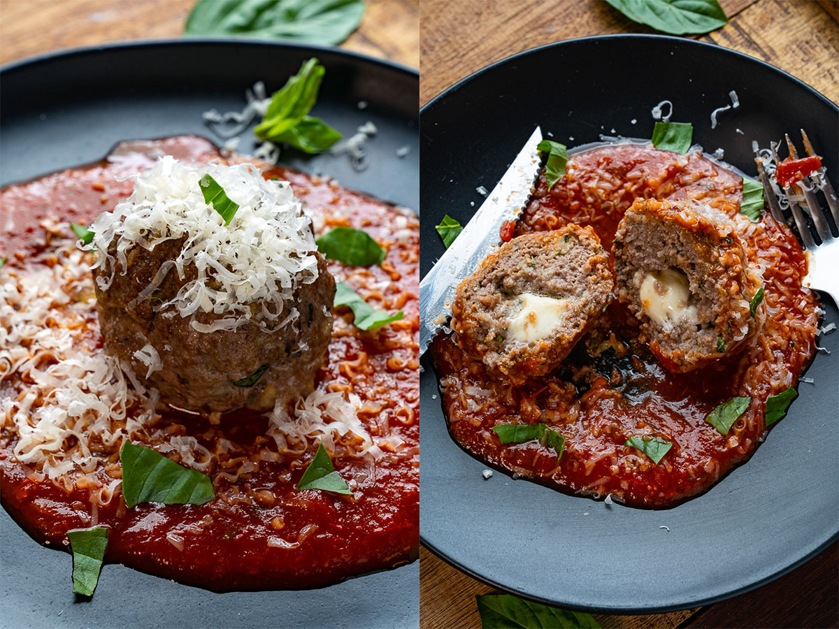 Giant Mozzarella Stuffed Meatballs Giant Mozzarella Stuffed Meatballs