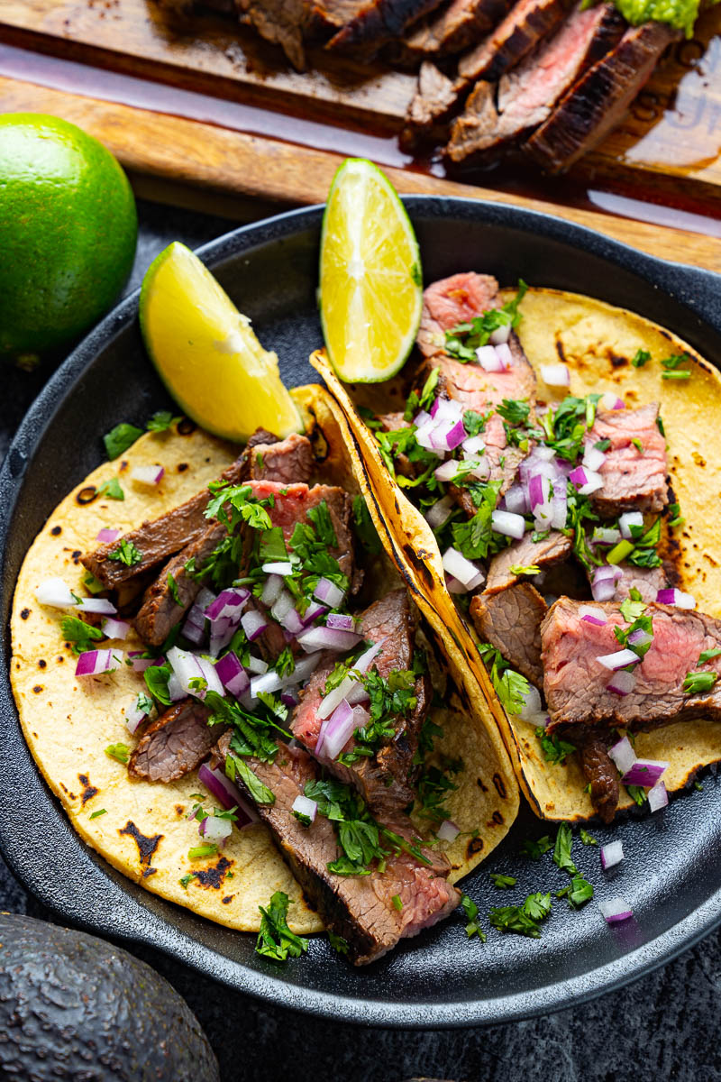 Carne Asada Tacos with Avocado Salsa Verde Carne Asada Tacos with Avocado Salsa Verde