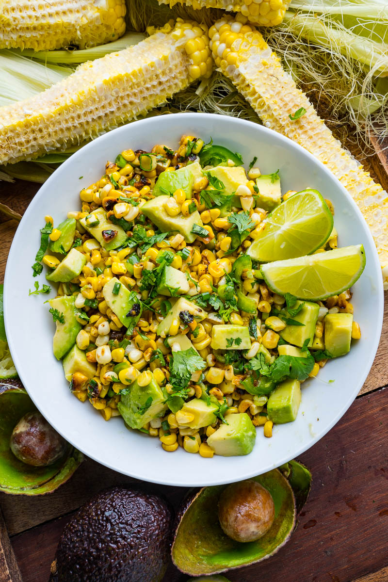 Jalapeno Honey Lime Corn Salad with Avocado