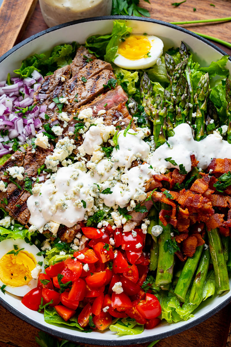 Steak and Egg Salad with Blue Cheese Dressing