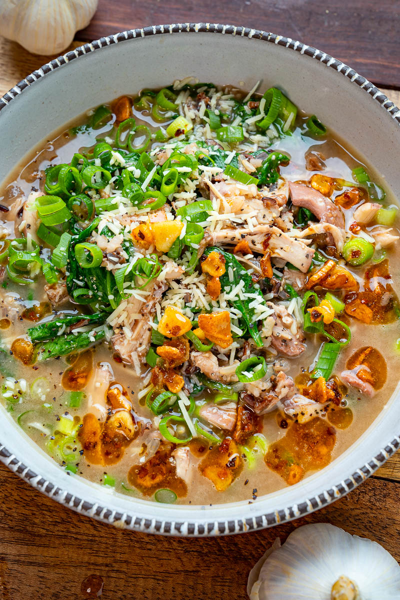 Chicken and Rice Soup with Crispy Garlic Butter Chicken and Rice Soup with Crispy Garlic Butter