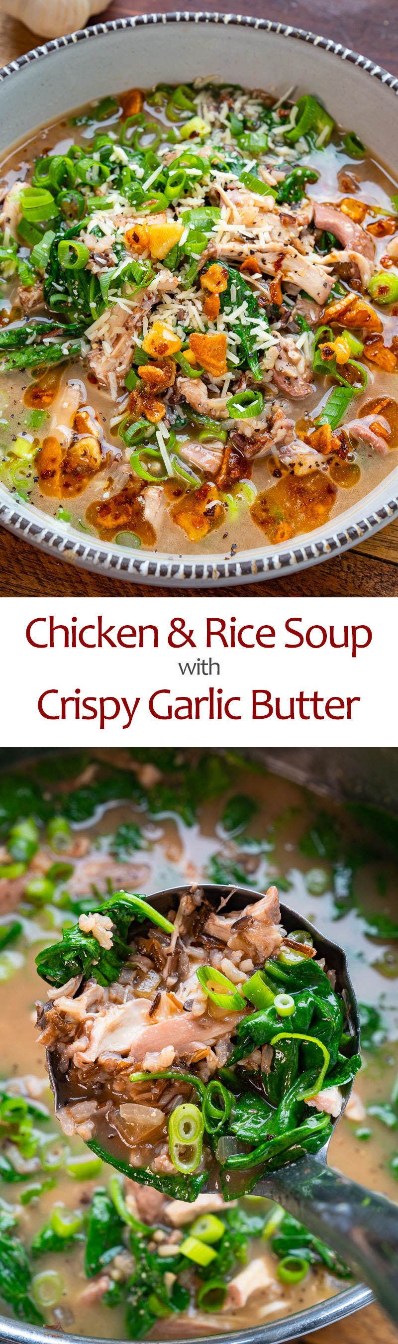 Chicken and Rice Soup with Crispy Garlic Butter Chicken and Rice Soup with Crispy Garlic Butter