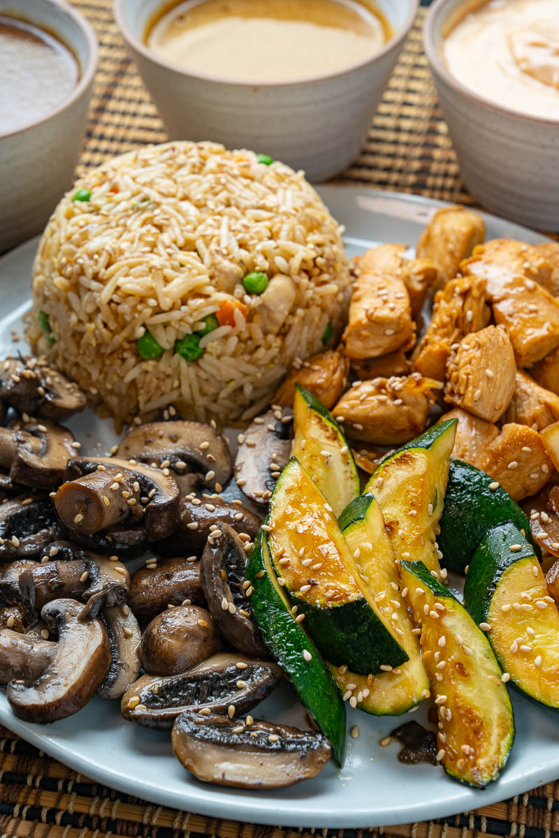 Hibachi Chicken, Vegetables and Fried Rice