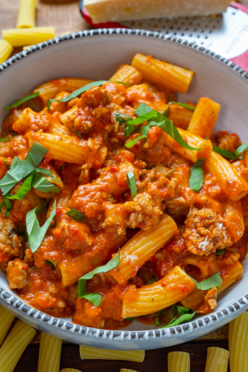 Creamy Roasted Red Pepper and Italian Sausage Pasta