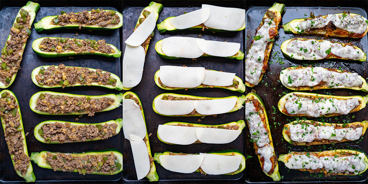 Philly Cheesesteak Stuffed Zucchini Philly Cheesesteak Stuffed Zucchini