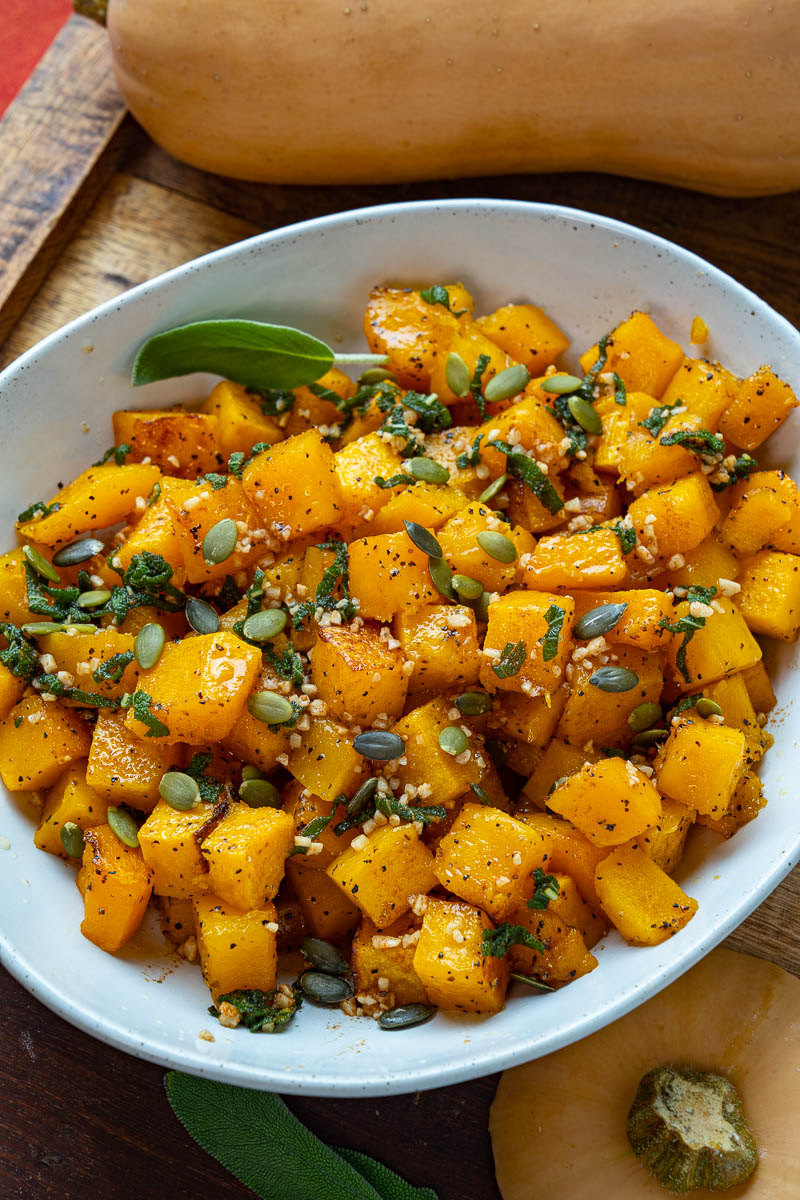 Browned Butter and Sage Roasted Butternut Squash Browned Butter and Sage Roasted Butternut Squash